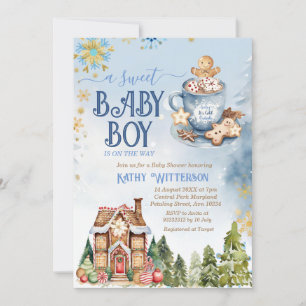 Invitation Blue Sweet Baby Boy Gingerpain Maison Baby shower