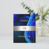 Invitation Blue Swirl Silver 29e fête d'anniversaire (Debout devant)