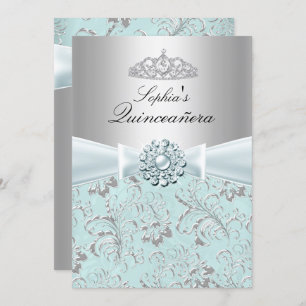 Invitation Blue Swirl Tiara Quinceanera Annonces