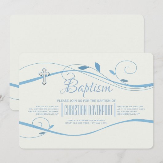 Invitation Blue Swirls (Devant / Derrière)