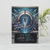 Invitation Blue Sword Boy fête d'anniversaire (Debout devant)