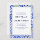 Invitation Blue Talavera Fiesta : Un Mariage mexicain espagno (Devant)