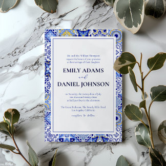 Invitation Blue Talavera Fiesta : Un Mariage mexicain espagno