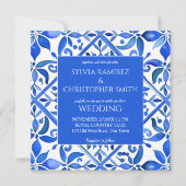 Invitation Blue Talavera tuiles espagnoles tout en un mariage (Devant)