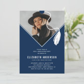 Invitation Blue Tassel Casquette Photo Graduation Party (Debout devant)