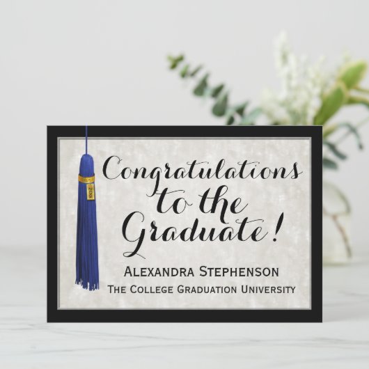 Invitation Blue Tassel Félicitations aux diplômés (Debout devant)