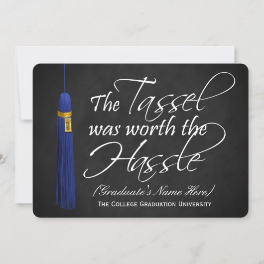 Invitation Blue Tassel Worth the Hassle College (Devant)