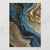 Invitation Blue Teal Gold Agate Marble Geometric Wedding (Dos)