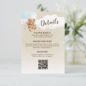 Invitation Blue Teddy Bear Baby Shower Details Enclosure Card (Debout devant)