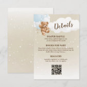 Invitation Blue Teddy Bear Baby Shower Details Enclosure Card (Devant / Derrière)