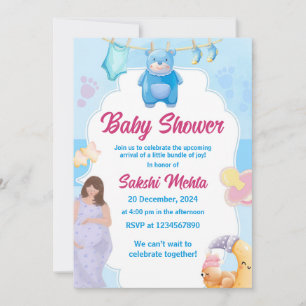 Invitation Blue Teddy Bear C'est un Baby shower garçon