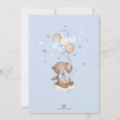 Invitation Blue Teddy Bear on Moon with Balloons Baby Shower (Dos)