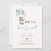 Invitation Blue Teddy Bear On Peut Attendre Un Baby shower Ga (Devant)