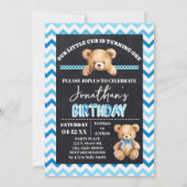 Invitation Blue Teddy Bear Petit Cub Turner Un Anniversaire (Devant)