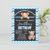Invitation Blue Teddy Bear Petit Cub Turner Un Anniversaire (Debout devant)