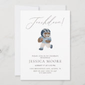 Invitation Blue Teddy bear Touchdown Football Baby Shower (Devant)