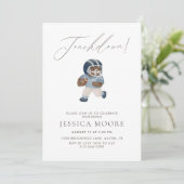 Invitation Blue Teddy bear Touchdown Football Baby Shower (Debout devant)