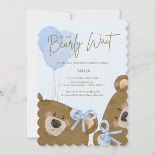 Invitation Blue Teddy Nous pouvons attendre le Baby shower Tw