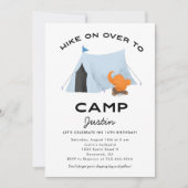 Invitation Blue Tent Camping Fête d'anniversaire (Devant)