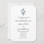 Invitation Blue Thistle Scottish Scotland Simple Wedding (Devant)