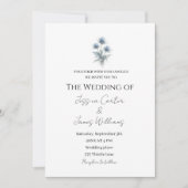Invitation Blue Thistle Scottish Scotland Simple Wedding (Devant)