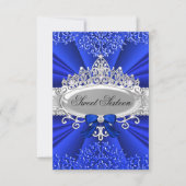 Invitation Blue Tiara & Damask Sweet sixteen Party (Devant)