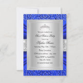 Invitation Blue Tiara & Damask Sweet sixteen Party (Dos)