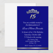 Invitation Blue Tiara Quinceañera (Devant / Derrière)
