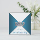 Invitation Blue Tiara Sweet sixteen fête d'anniversaire (Debout devant)