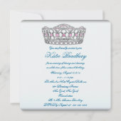 Invitation Blue Tiara Sweet sixteen fête d'anniversaire (Dos)