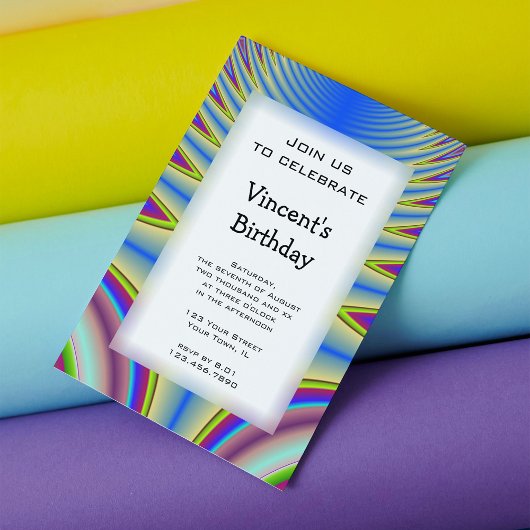 Invitation Blue Tie Dye fête d'anniversaire