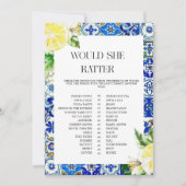 Invitation Blue Tile Lemon Bridal Shower game (Devant)