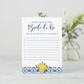 Invitation  Blue Tile Lemon How Old Was the Bride Game (Debout devant)