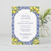 Invitation Blue Tile Lemon Mediterranean Bridal Shower (Debout devant)