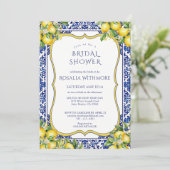 Invitation Blue Tile Lemon Mediterranean Bridal Shower (Debout devant)