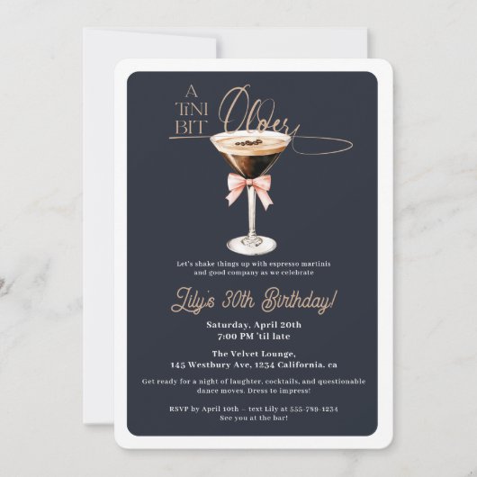Invitation Blue Tini Bit Older Espresso Martini 30e anniversa (Devant)