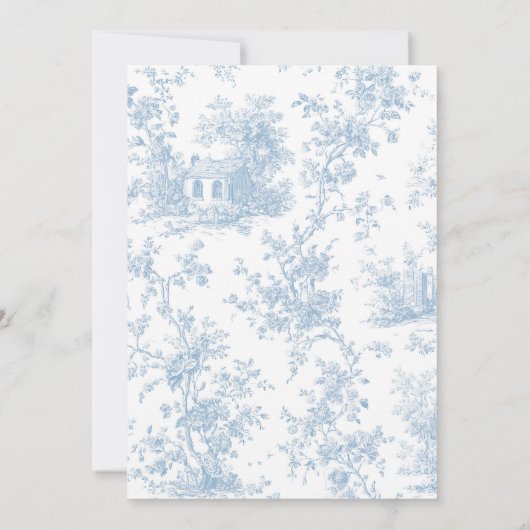 Invitation Blue Toile de Jouy Baptism & First Birthday Bow (Dos)