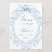 Invitation Blue  Toile How Many Bows Baby Boy Shower (Devant)
