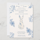 Invitation Blue toile Pâques 1er anniversaire (Devant)