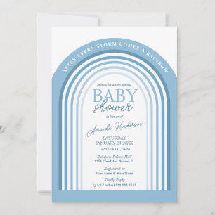 Invitation Blue Tone Boy Rainbow Baby Baby shower