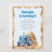 Invitation Blue Tractor Boys Birthday Party (Devant)