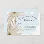 Invitation Blue Tropical Beach Boho Jungle Feuillage (Devant / Derrière)