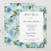 Invitation Blue Tropical Island Palm Trees Bridal Shower  (Devant / Derrière)