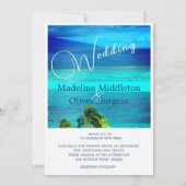 Invitation Blue Tropical Ocean Destination Mariage (Dos)