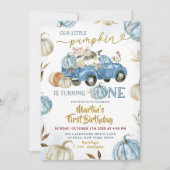 Invitation Blue Truck Citrouille Farm 1er anniversaire garçon (Devant)