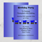 Invitation Blue Truck Design Boy's Birthday Party (Devant / Derrière)