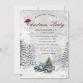 Invitation Blue Truck Pine Tree Forêt de neige Noël (Devant)