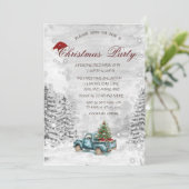 Invitation Blue Truck Pine Tree Forêt de neige Noël (Debout devant)