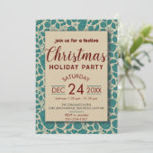 Invitation Blue Turquoise Retro Cosy Vieux Noël (Debout devant)