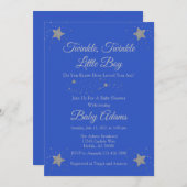 Invitation Blue Twinkle Twinkle Little Boy Baby shower Invit (Devant / Derrière)